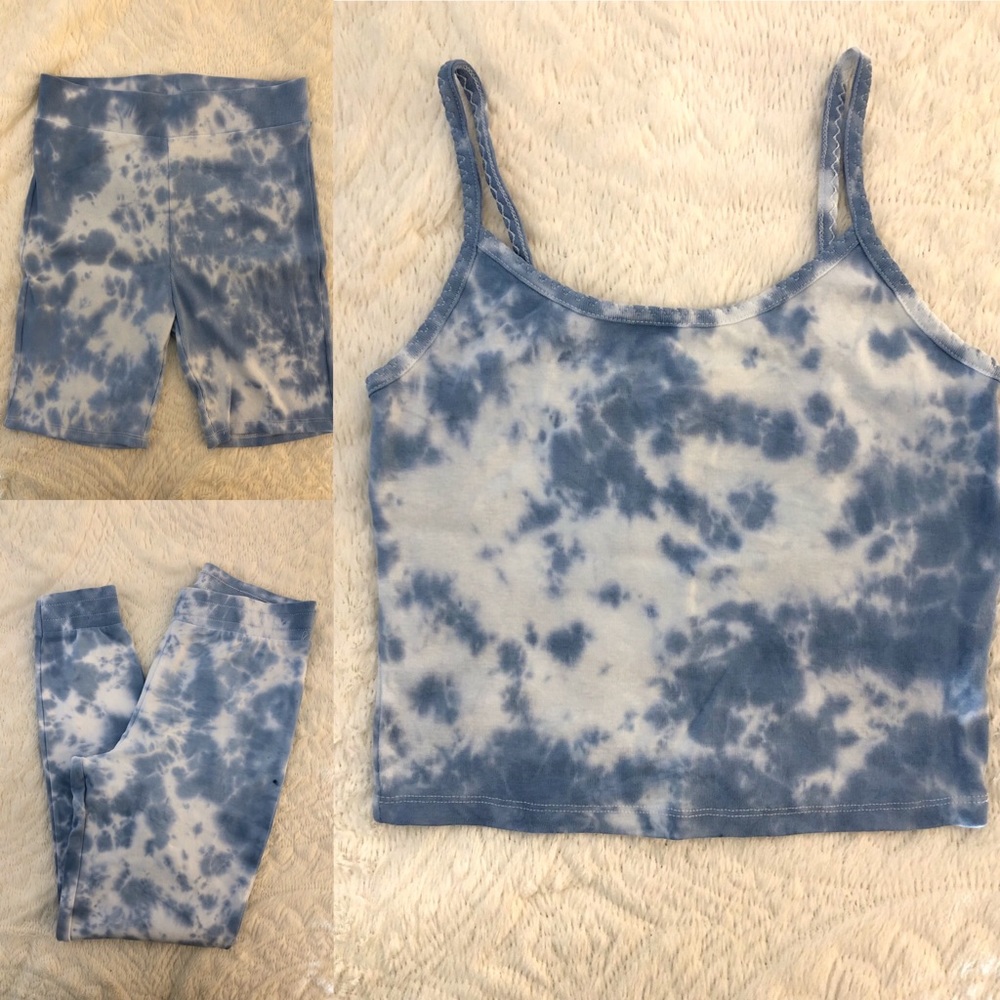 3pc Hand Dyed Cloud Blue Tie Dye Set